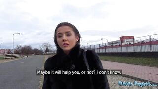 PublicAgent - shy brunette with perfect body has perfect pussy that gets soaked and creamy having public sex with stranger