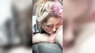 Real hooker deepthroats a dick before he nuts on her face and makes her suck it off