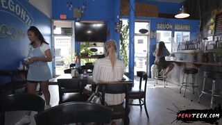 Touching a Hot Booty Latina Waitress While She Attends Customers